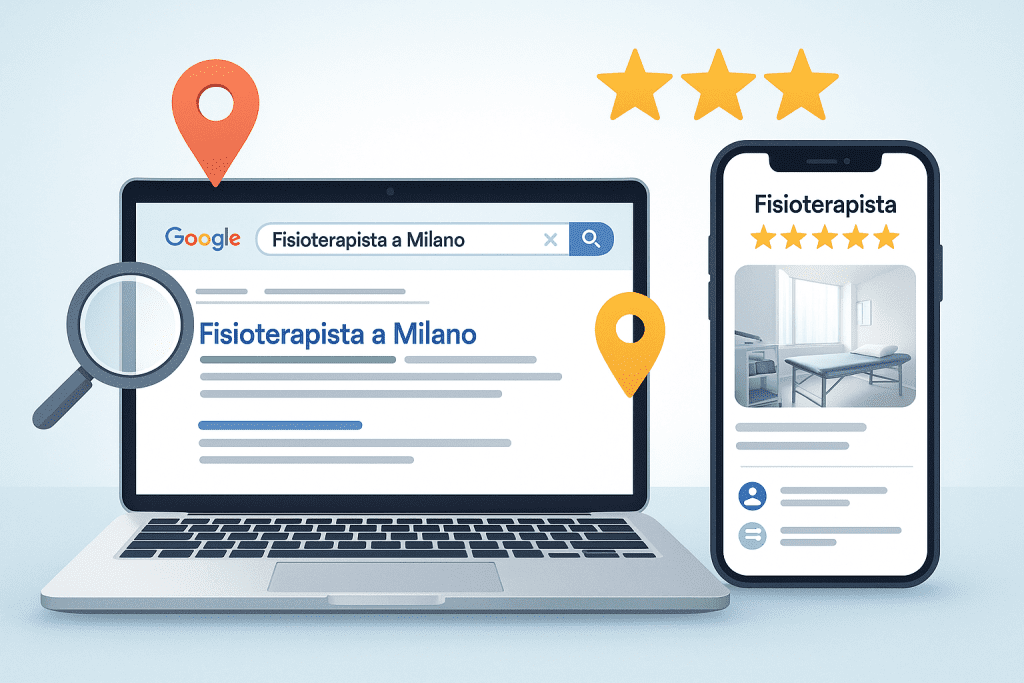 Marketing sanitario per fisioterapisti: sito ottimizzato e recensioni locali